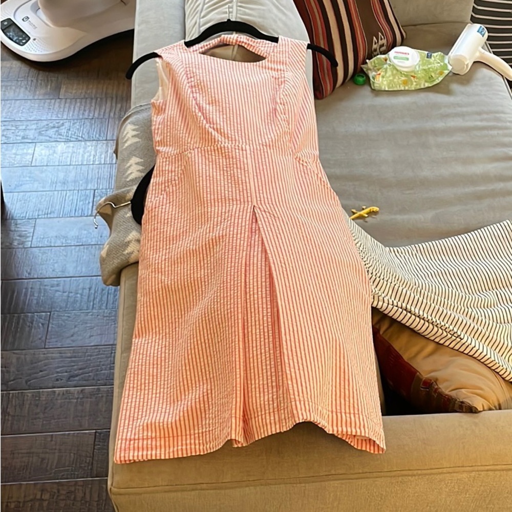 Seersucker red and white striped boden dress